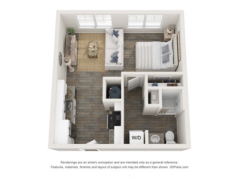 Floor plan for studio, 1 bath, 470 sqft